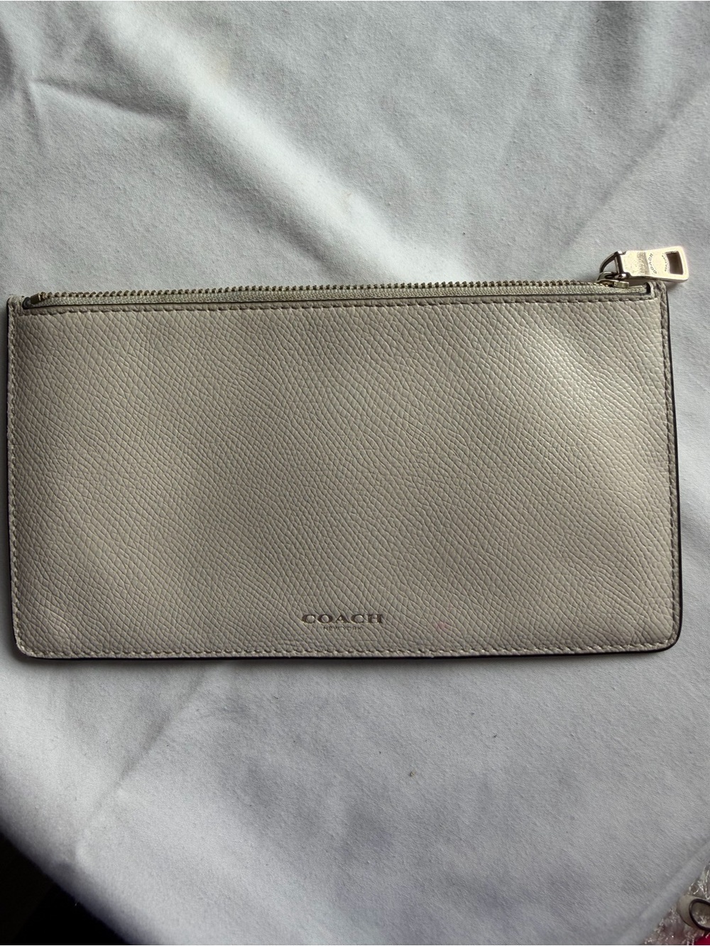 Coach Zip Pouch in white Pebbled Leather